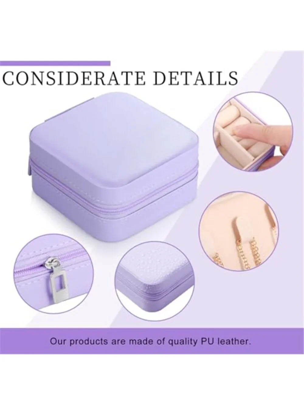 Travel Jewelry Box Organizer Case With Mirror Faux Leather Mini 6 Pack Storage